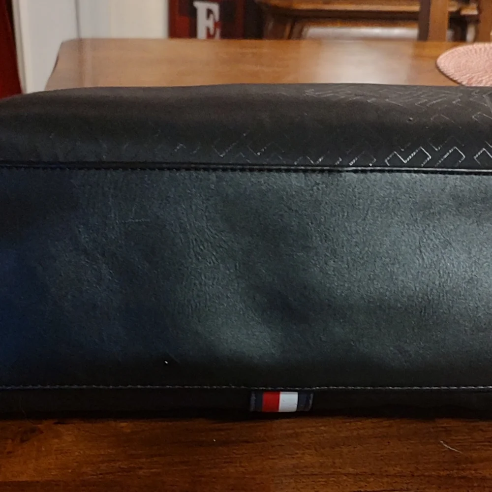 Tommy Hilfiger Black Laptop Bag with Red and White Stripe